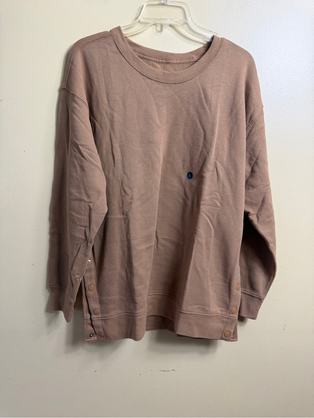 NWT Abercrombie & Fitch Side Snap Oversized Sweatshirt Camel Brown Sz L